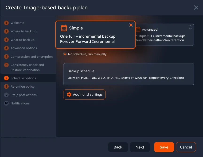 Reduce storage space with Forever Forward Incremental backups