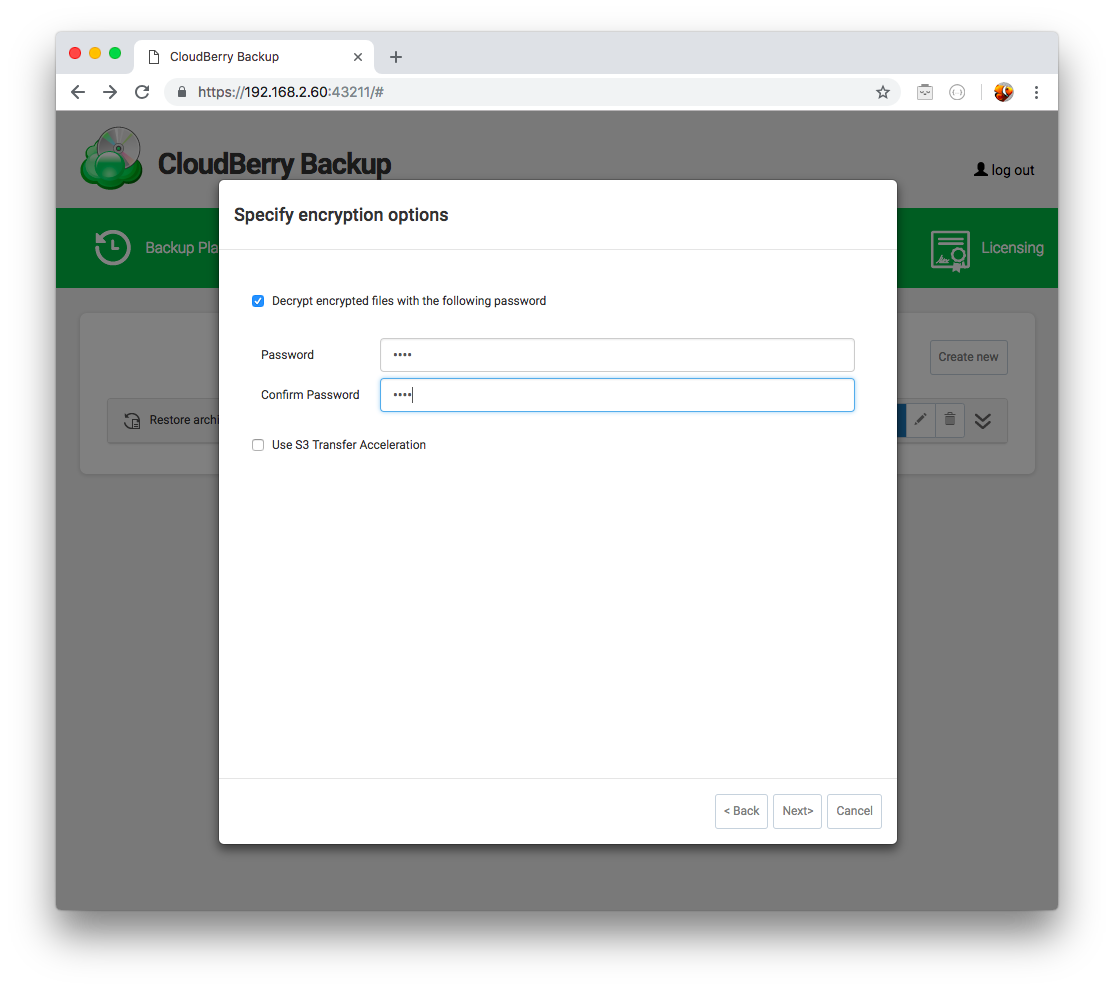 cloudberry backup incremental files separately