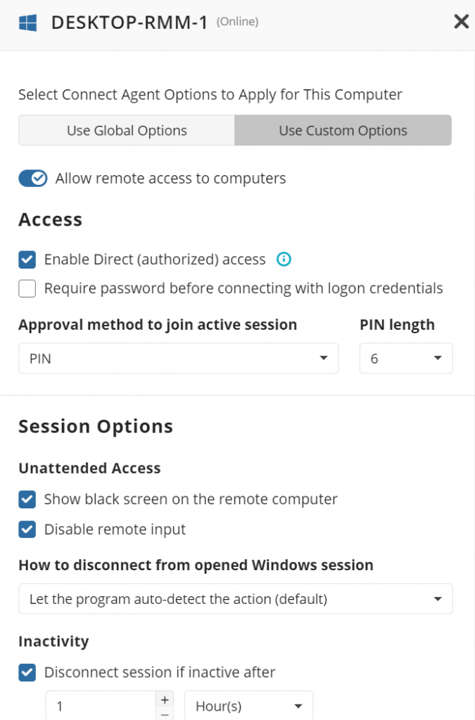 Computer level settings